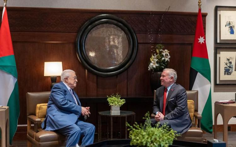 الملك عبدالله الثاني لدى استقباله الرئيس الفلسطيني محمود عباس في قصر الحسينية 9/2/2026 | الديوان الملكي الهاشمي