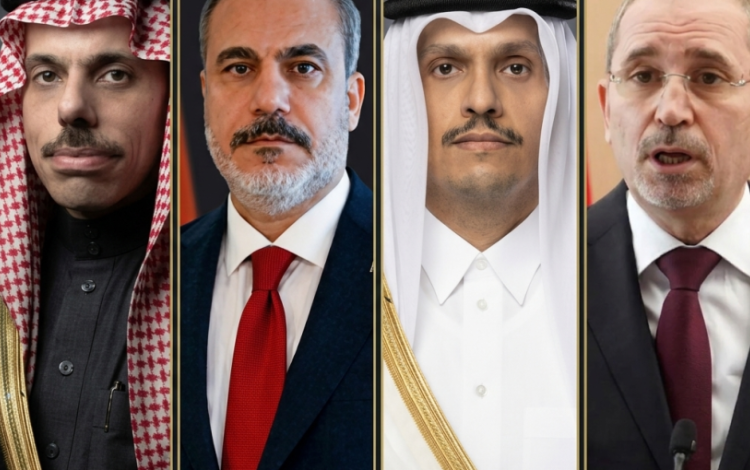 وزير الخارجية أيمن الصفدي ونظرائه من قطر وتركيا والسعودية