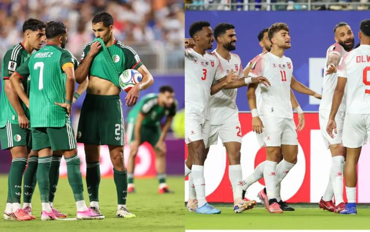 بعض لاعبي منتخبي الأردن والجزائر لكرة القدم