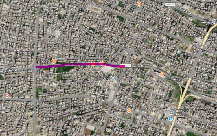 موقع أعمال التعبيد في شارع الملكة زين الشرف | Google map